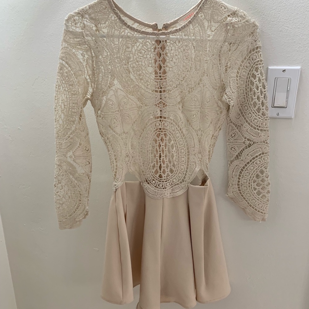 Super cute tan romper from local boutique